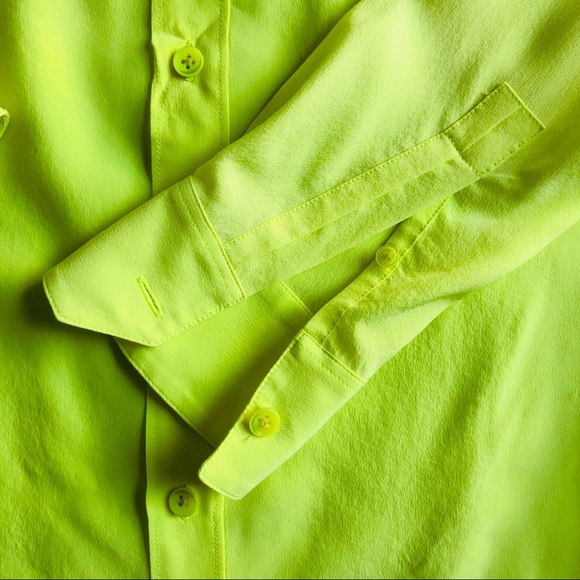 Saint Laurent Neon Yellow LS Oxford Blouse - Picture 5 of 5